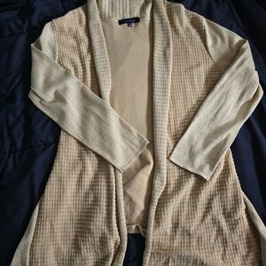 Women's Gold Beige Open Front Sweater